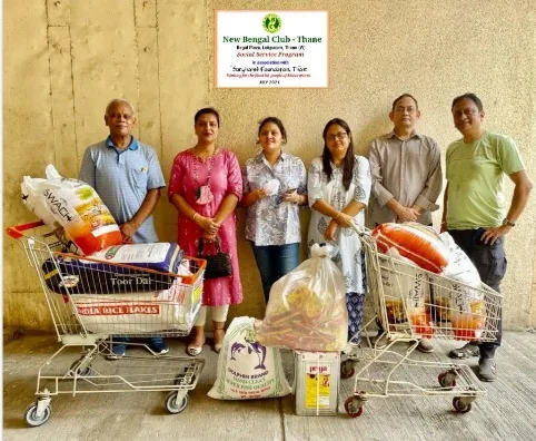 Providing ration for marooned families due to floods in Konkan belt through Sangharsh Foundation